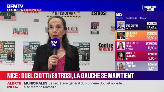 Municipales 2026 à Nice: Bien sûr, on va se maintenir au second tour , affirme Juliette Chesnel-Le Roux, candidate EELV-PS-PCF à la mairie