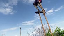 Bena Boy Walking on Tall Stilts in Omo Valley Ethiopia 🎥 @reshid_002