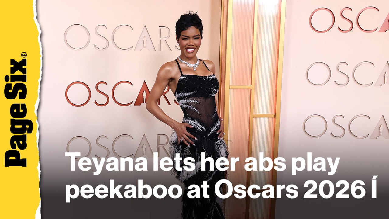 Teyana Taylor lets her abs play peekaboo in black-and-white feathers on Oscars 2026 red carpet