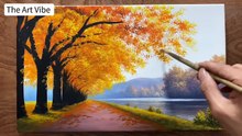 Amazing Autumn Landscape Painting | Easy Nature Art Tutorial 🍂