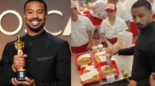 Michael B. Jordan festejó su 'Oscar' comiendo hamburguesas