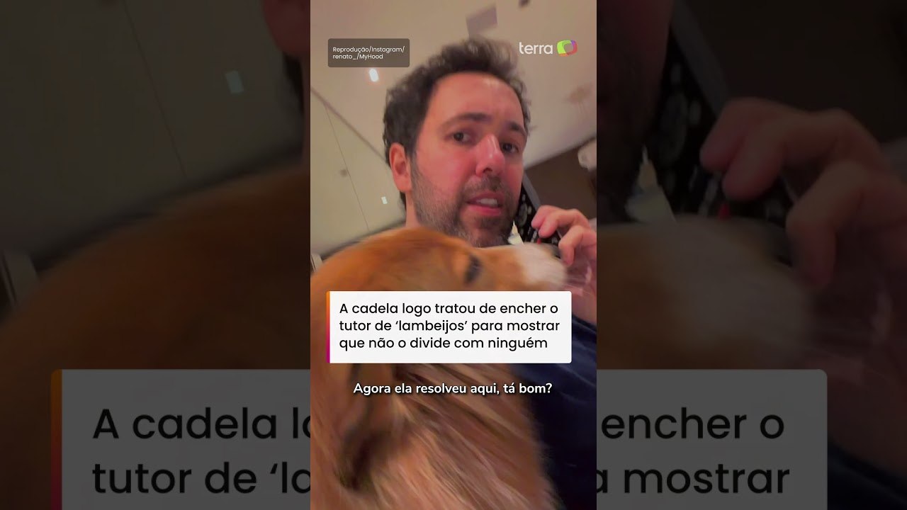 Cachorra tem crise de ciúmes após tutor dizer que adotaria outro cão: “Não dá mais beijinho” #shorts