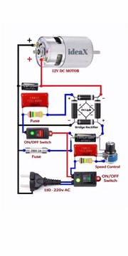 220V AC to 12V DC Motor Circuit with Speed Control | DIY Electronics Project