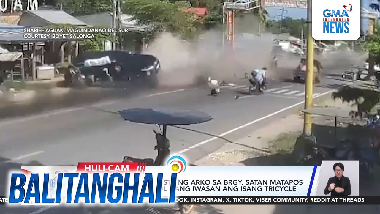 SUV, bumangga sa poste ng arko sa Brgy. Satan matapos mawalan ng kontrol nang iwasan ang isang tricycle | Balitanghali