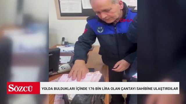 Yolda buldukları içinde 176 bin lira olan çantayı sahibine ulaştırdılar