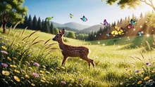 Baby Deer Dancing in the Sunlit Meadow 🌿🦌 | Peaceful Nature Animation