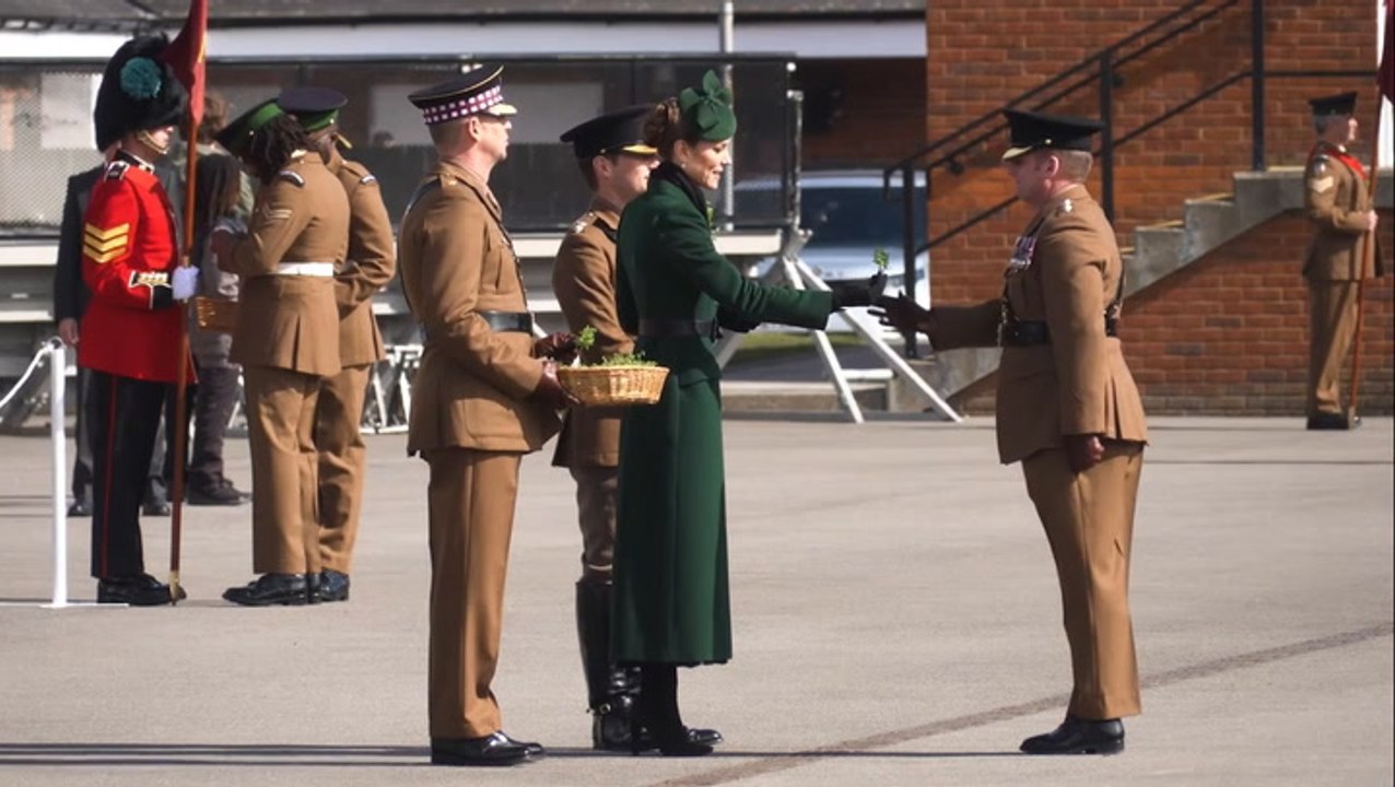 Kate pays special tribute to late Queen Elizabeth II as she greets Irish Guards on St Patrick’s Day