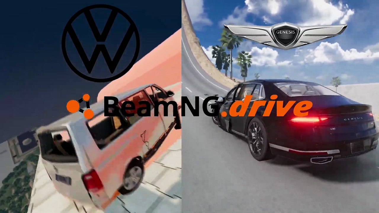 Work Van vs Luxury Sedan – Volkswagen Transporter vs Genesis G90 (BeamNG)