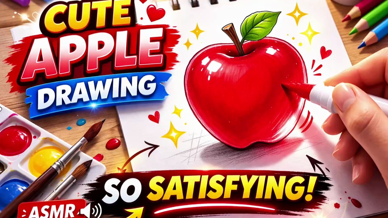 Cute Apple Drawing 🍎✨ | Satisfying ASMR Art You NEED to Watch! #Shorts #Drawing