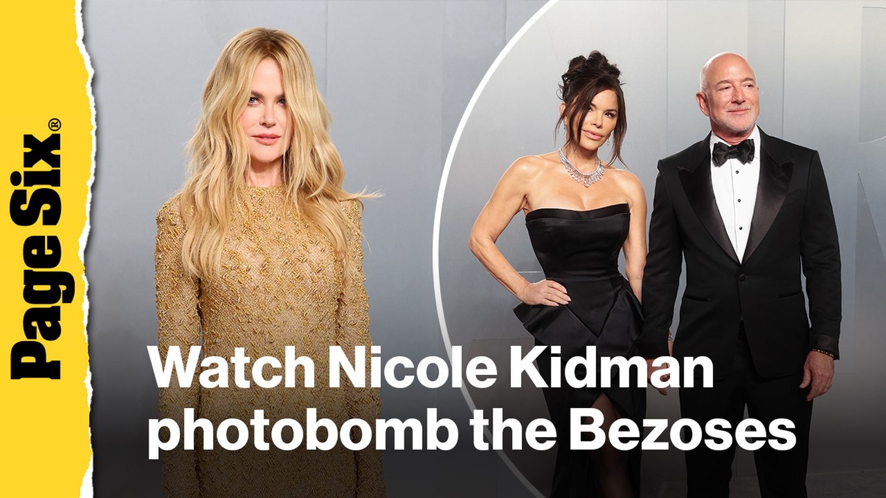 Nicole Kidman hilariously photobombs Lauren Sánchez, Jeff Bezos on Vanity Fair Oscars Party red carpet