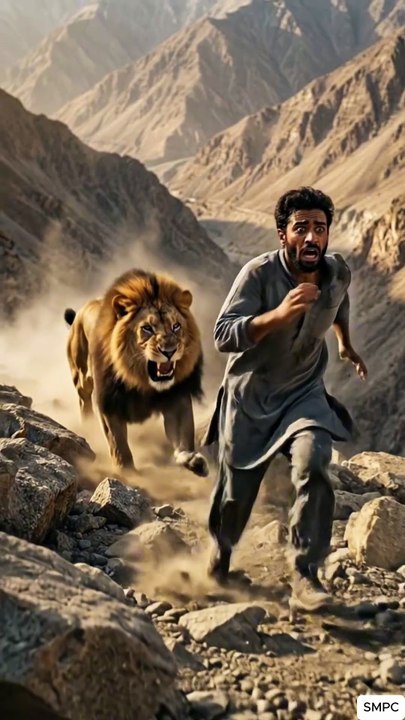 “Man Escapes a Lion Using a Secret Bunker 😱”SMPC#Shorts #Survival #Lion #ViralShorts