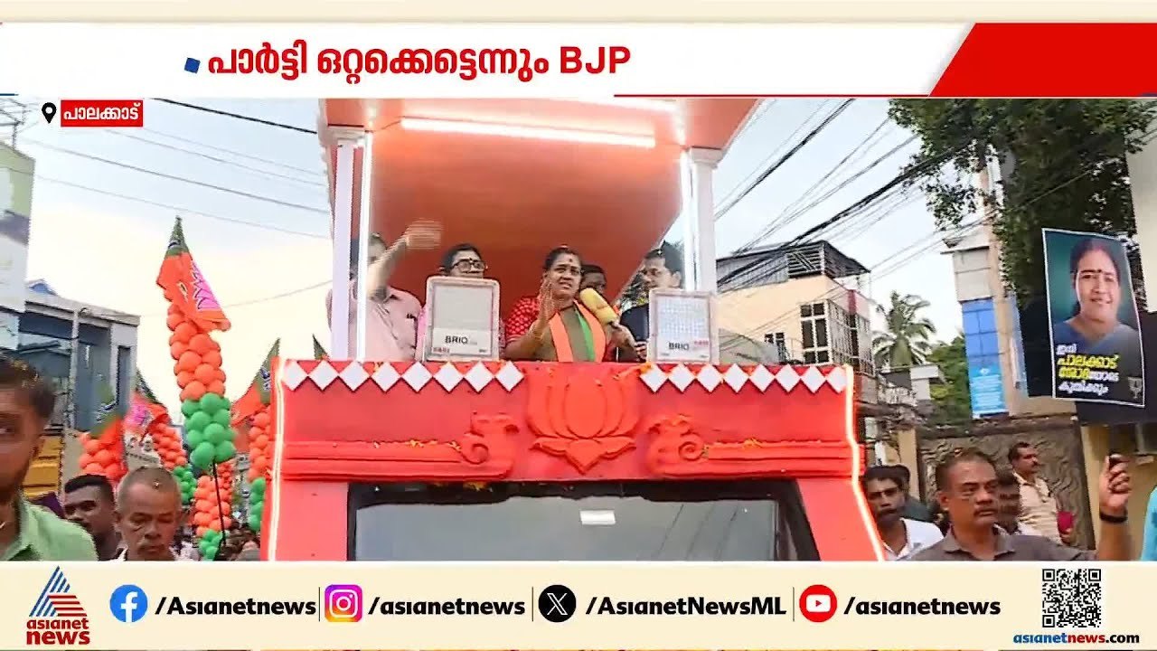പാലക്കാട് BJP എടുക്കുമോ?; നഗരത്തെ ആവേശത്തിലാഴ്ത്തി ശോഭ സുരേന്ദ്രന്റെ റോഡ് ഷോ