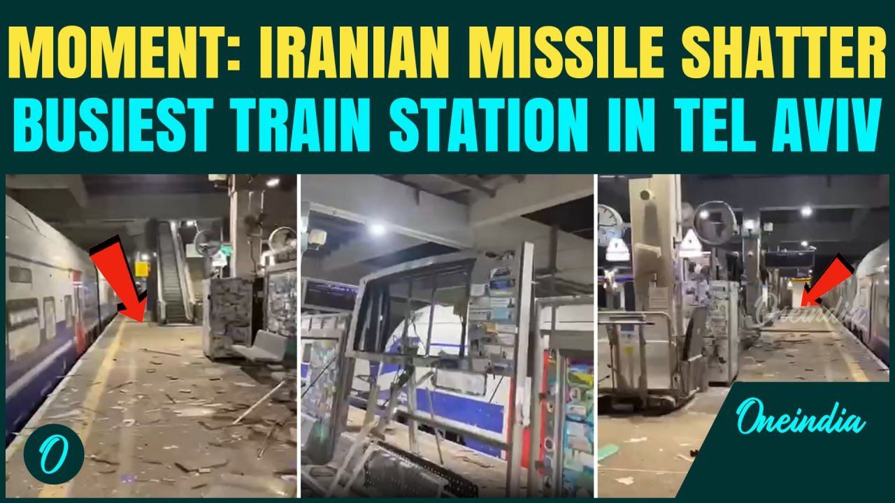 Iranian Missiles HAMMER Tel Aviv’s Busiest Train Station;Chilling MOMENT of Strike as Israelis Flee