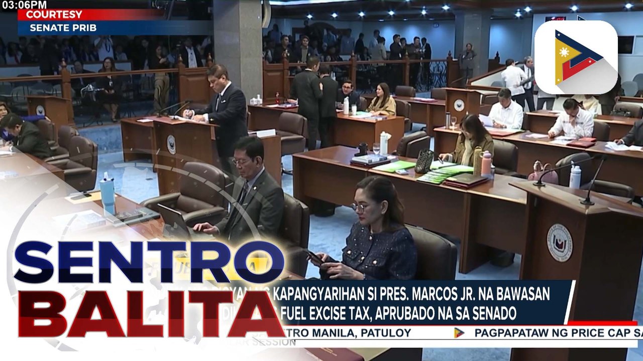 Senado, target ratipikahan ngayong araw ang panukalang bigyan ng kapangyarihan si PBBM na bawasan o suspendihin ang fuel excise tax; panukala na layong magkaroon ng supplemental budget para sa pamamahagi ng ayuda, inihain din | ulat ni Louisa Erispe