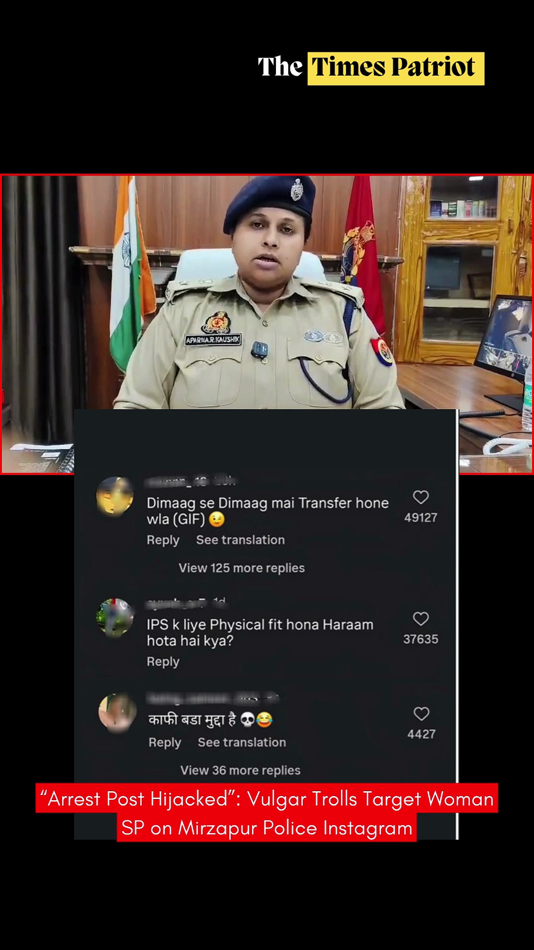 “Arrest Post Hijacked”: Vulgar Trolls Target Woman SP on Mirzapur Police Instagram