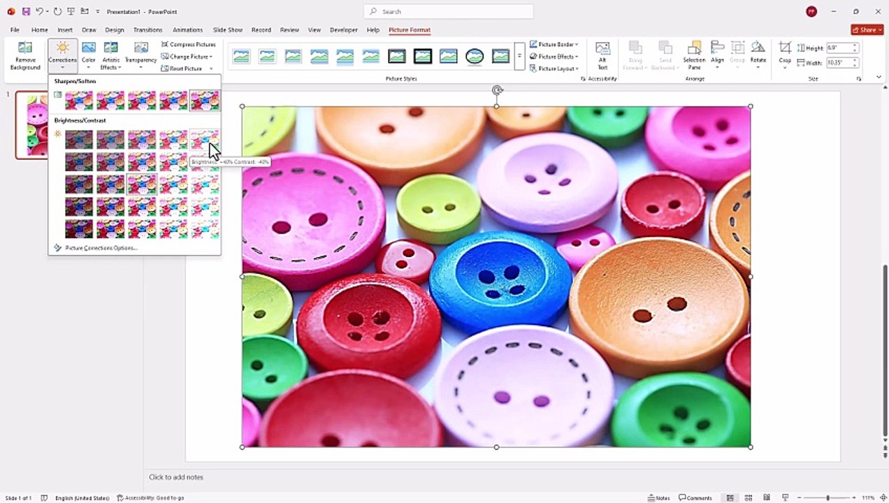 MS PowerPoint 11 Adjusting Image Corrections