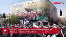 Tahran'da binler meydanlara döküldü! ABD-İsrail karşıtı sloganlarla Laricani ve Süleymani'ye veda edildi