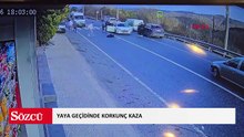Yaya geçidinde korkunç kaza! Şoför nereye uçtuğunu göremedi bile