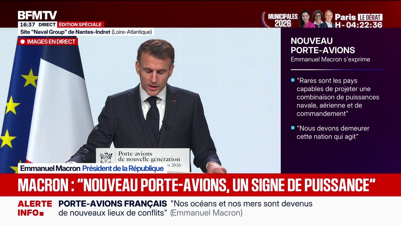 Ce nouveau porte-avions garantit "notre indépendance pour les décennies qui viennent", affirme Emmanuel Macron