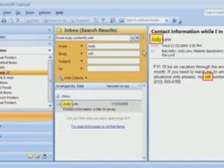 Outlook 2007 Demo: Using Instant Search