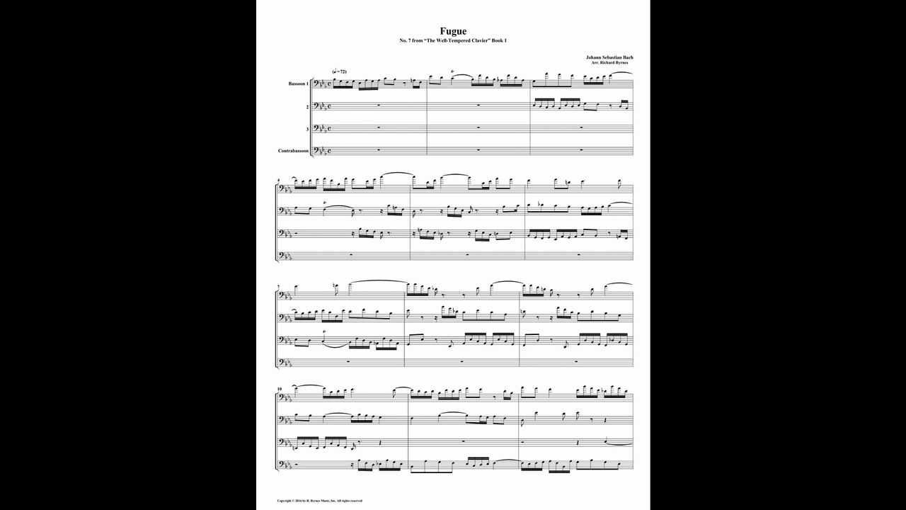 J.S. Bach - Well-Tempered Clavier: Part 1 - Fugue 07 (Bassoon Quartet)