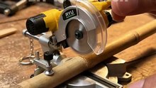 Mini Miter Saw cutting  through a small natural bamboo stick, #diy #minitools #satisfying  #shorts