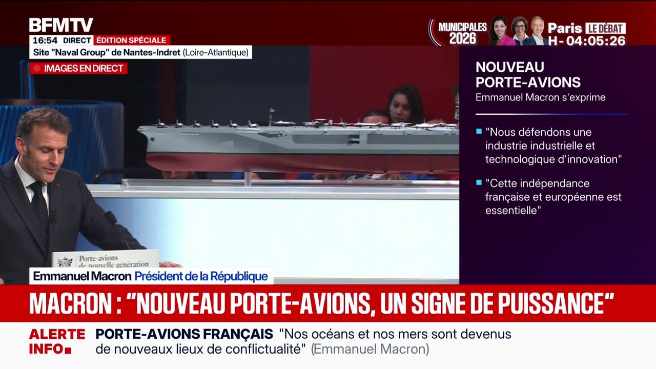 Nouveau porte-avions français: "Nous construisons, non pas un navire figé, mais un système ouvert capable d'intégrer les ruptures technologiques", dit Emmanuel Macron