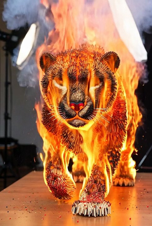 Cheeta Matchstick Burning Art | Most Satisfying Fire Show Ever! 😱