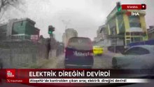 İstanbul Ataşehir'de kontrolden çıkan araç elektrik direğini devirdi