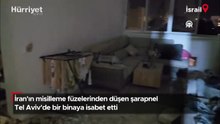 İran'ın misilleme füzelerinden düşen şarapnel Tel Aviv'de bir binaya isabet etti