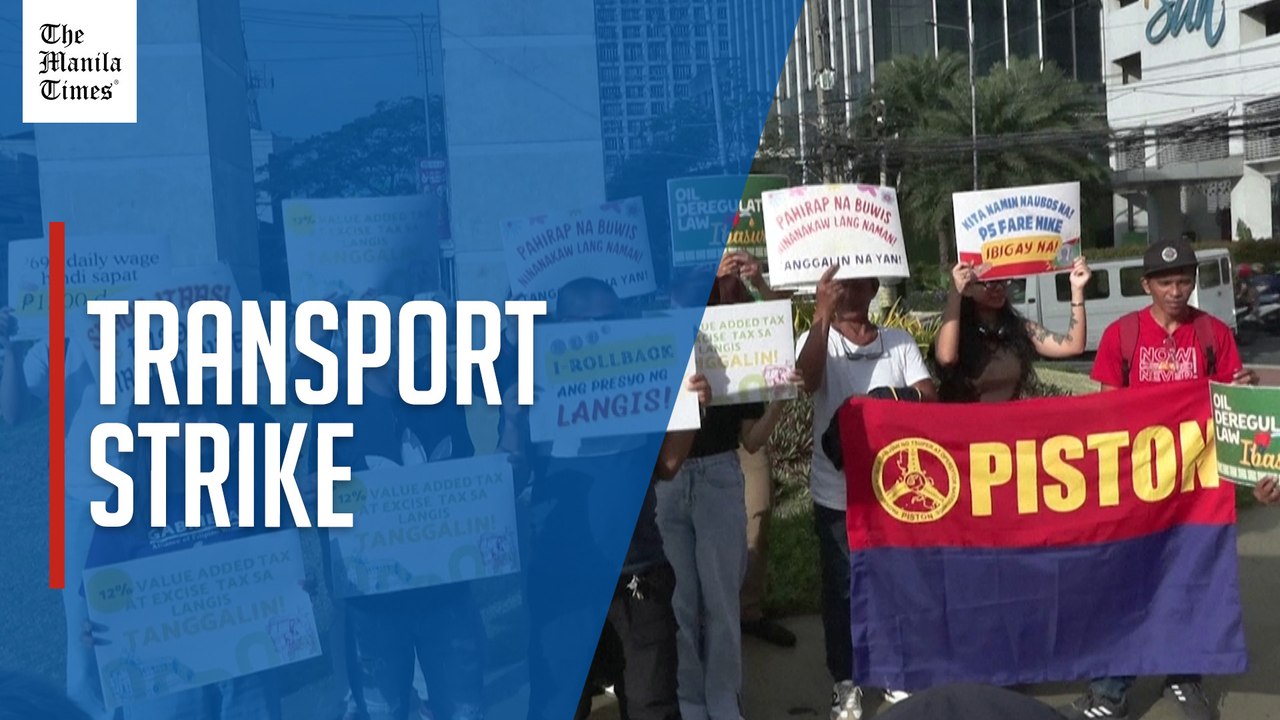 Filipino jeepney drivers protest against high fuel prices and no transport fare hike