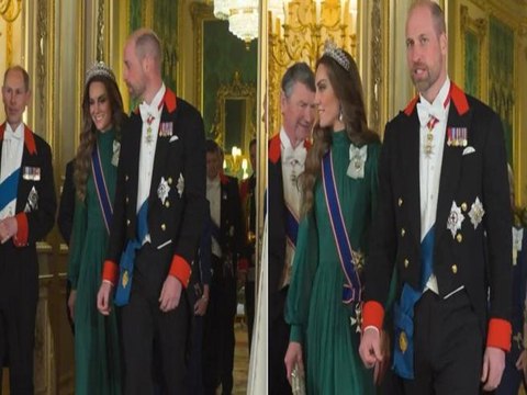 Kate Middleton, con la tiara di Lady Diana brilla alla cena di Stato