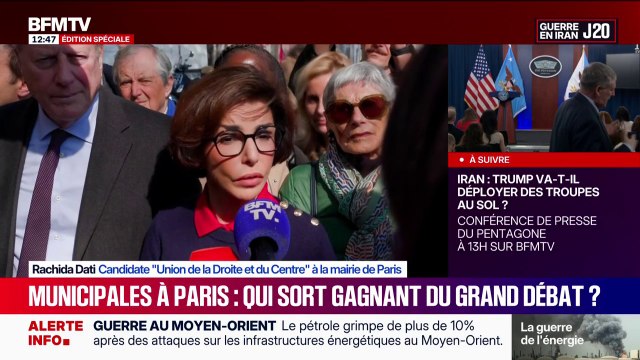 Municipales à Paris: Rachida Dati réagit aux propos d'Emmanuel Grégoire accusant Emmanuel Macron d'être personnellement intervenu pour aider au retrait de Sarah Knafo