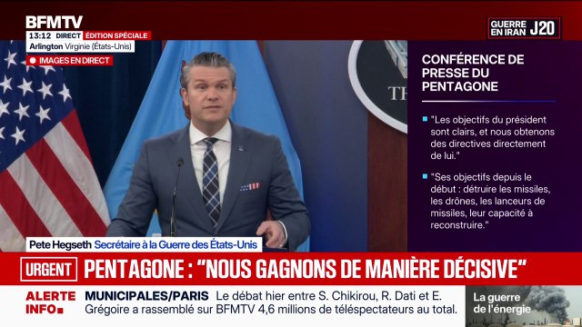 Pete Hegseth, secrétaire à la Défense des États-Unis: Le monde, le Moyen-Orient, les alliés qui nous tournent le dos aujourd'hui en Europe, devraient dire une seule au président Trump: merci
