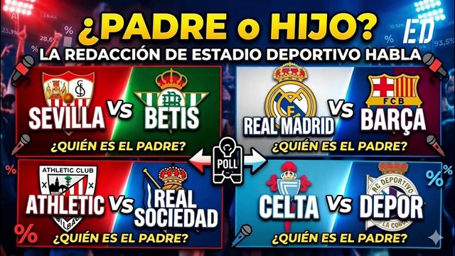 Juego por el Día del padre: ¿Quién es el padre y quién el hijo? Sevilla, Betis, Real Madrid, Barcelona, Celta, Dépor...
