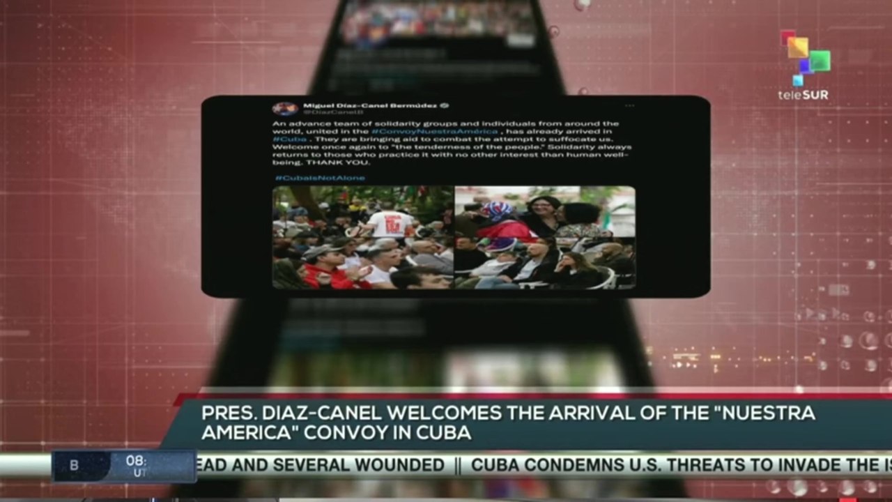 Cuba | Pres. Diaz-Canel welcomes the arrival of the “Nuestra America” convoy