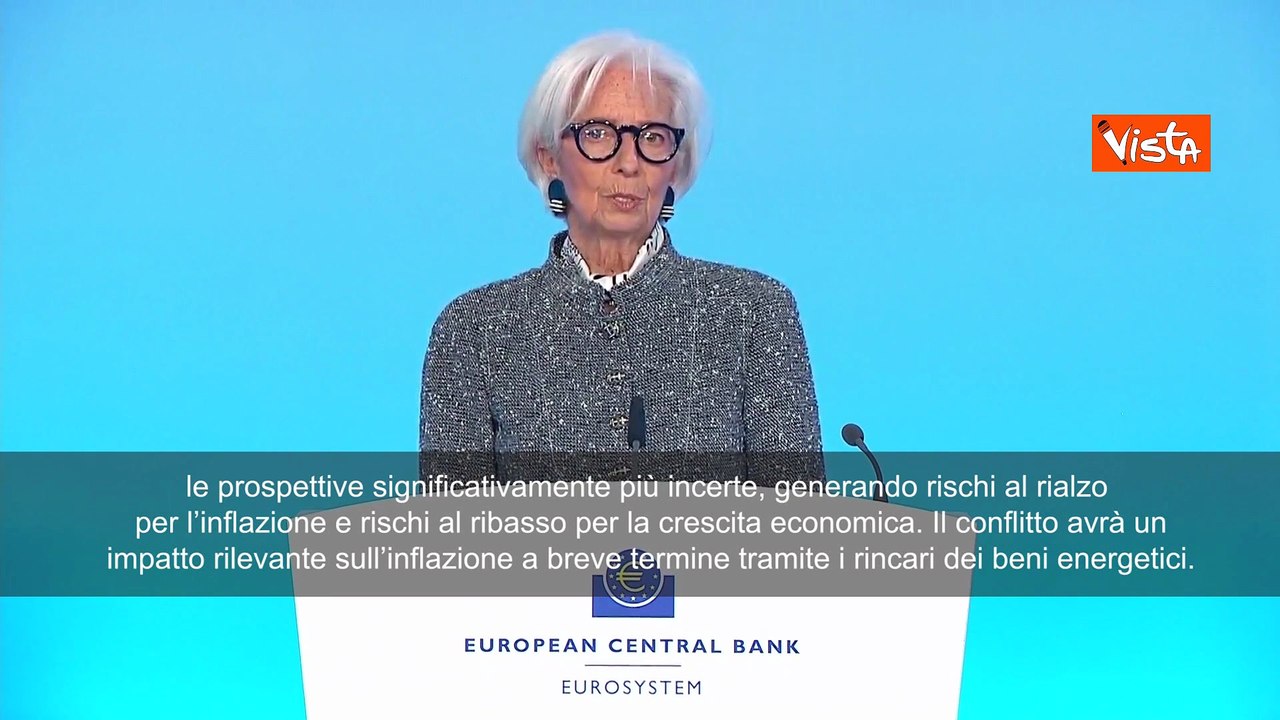 Lagarde (Bce): Tassi fermi al 2%. Siamo ben posizionati per navigare incertezza da crisi in Iran