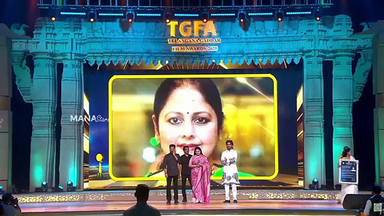 Actress Jayasudha Receives ANR Award at Telangana Gaddar Film Awards