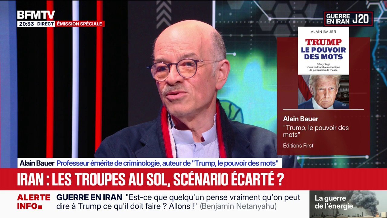 Guerre au Moyen-Orient: Donald Trump n'a "pour l'instant pas atteint son objectif", observe Alain Bauer, professeur émérite de criminologie au Conservatoire national des Arts et Métiers