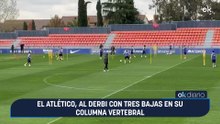 El Atlético, al derbi con tres bajas en su columna vertebral