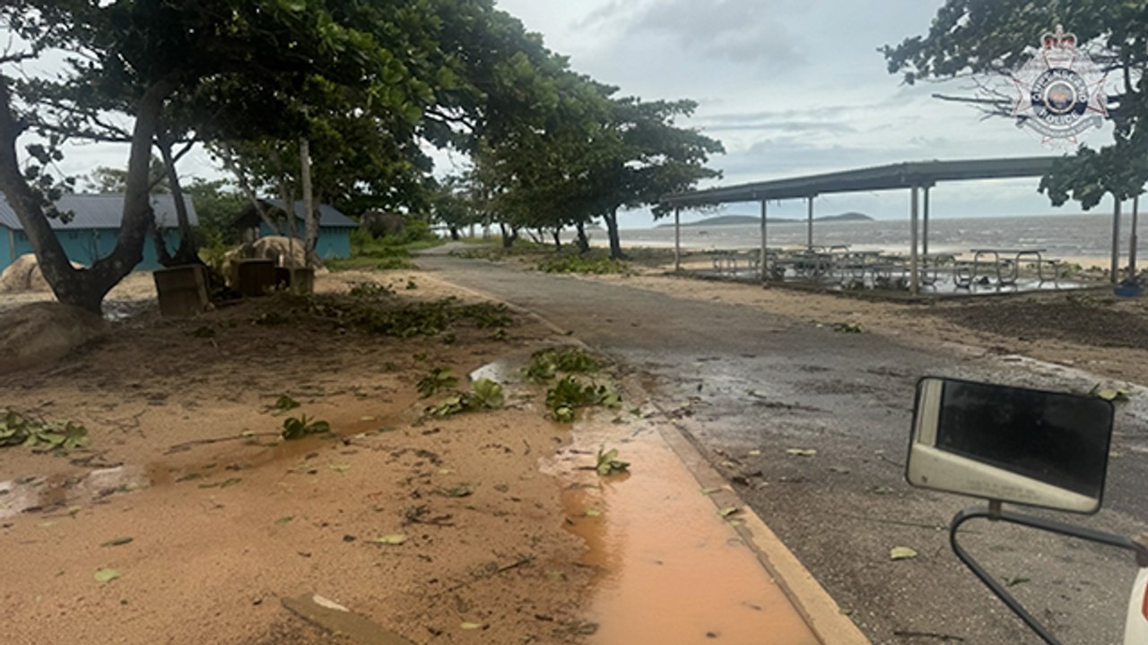 Downed trees and roof damage after Tropical Cyclone Narelle