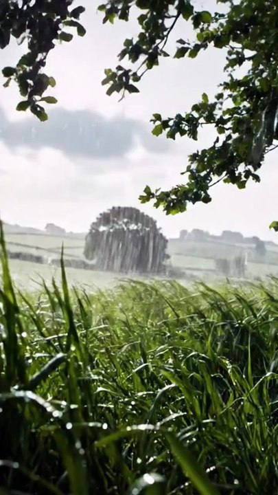 Suasana Hujan Di Pedesaan Dengan Angin Sejuk