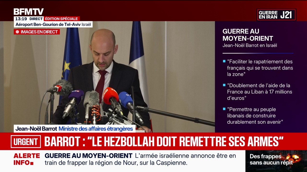 Jean-Noël Barrot a indiqué à Israël et au Liban "la disponibilité de la France" pour "faciliter les discussions" entre les deux pays