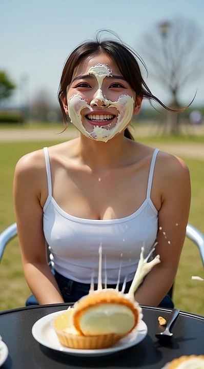 美女が顔面パイ 28 #パイ投げ #ai #アイドル #JK #美女 #客室乗務員 #スチュワ...