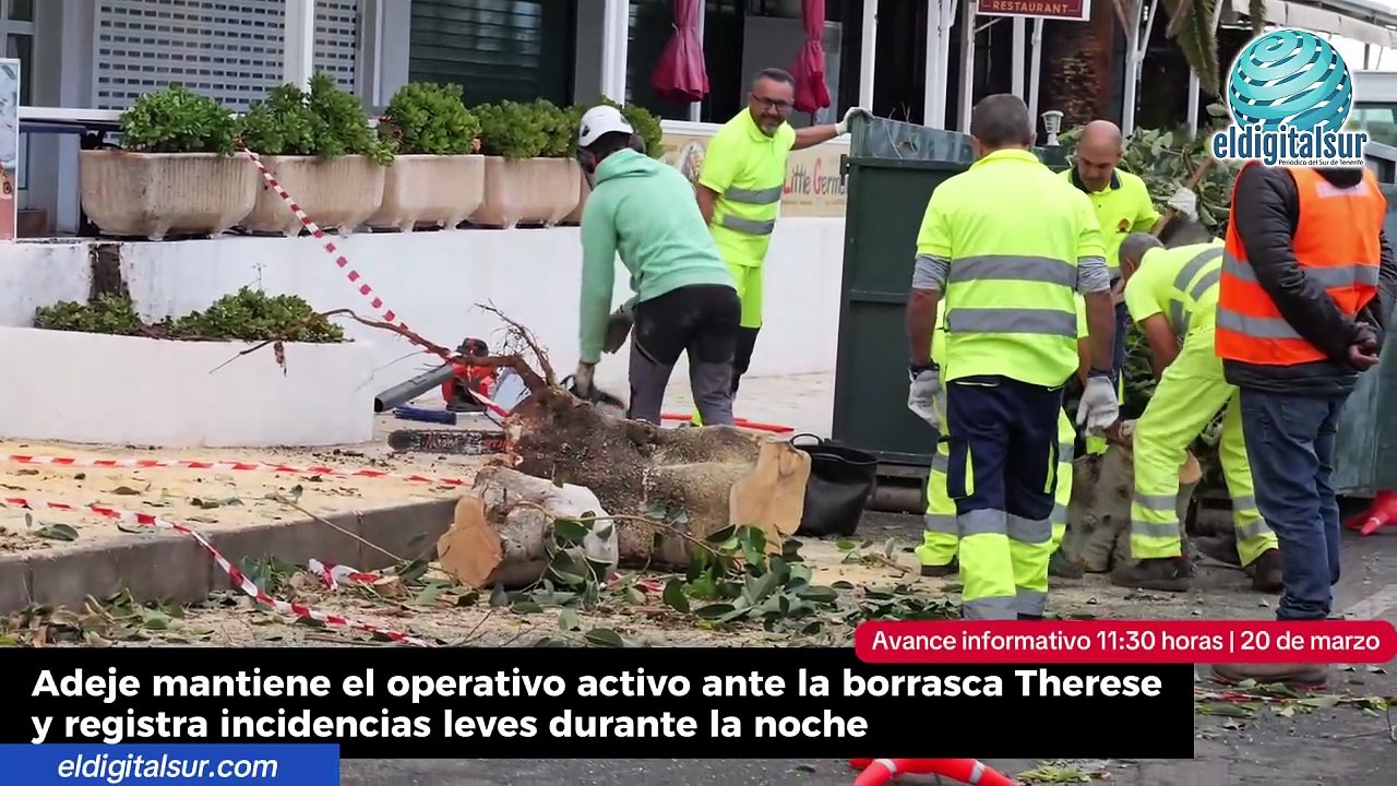 Adeje mantiene la alerta por la borrasca Therese tras apagones, incidencias y evacuados