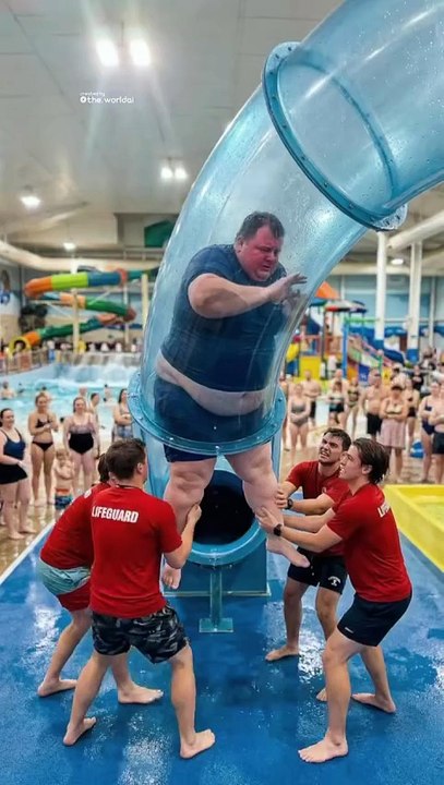 EPIC WATER SLIDE FAIL: Big Guy Gets Stuck & Friend Crashes Into Him! 🌊💥
