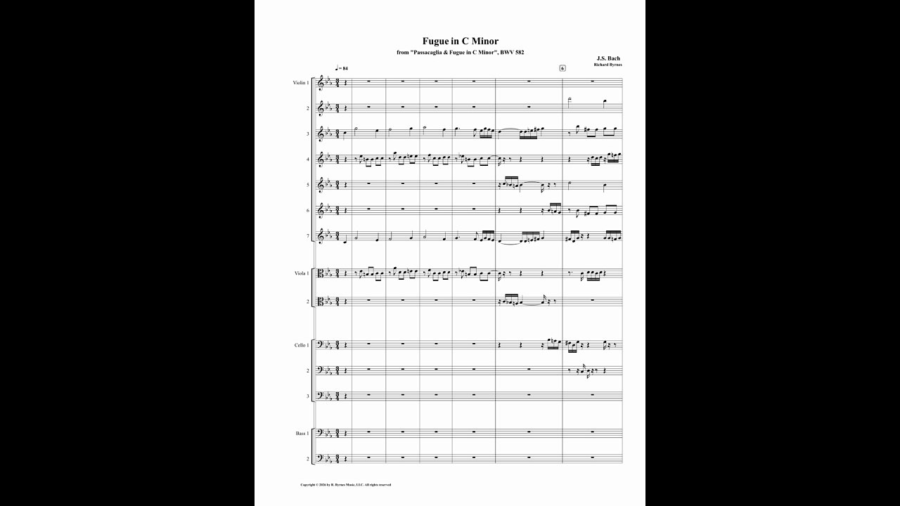 J.S. Bach – Fugue in C Minor, BWV 582 (String Orchestra)