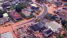 Aircrews assigned to Coast Guard Air Station Barbers Point in Kapolei conduct overflights to assess flash flooding impacts in Waialua and Haleiwa along the north shore of Oahu on March 20, 2026 — providing critical situational awareness and supporting eme