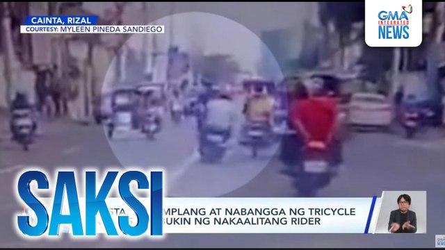 Siklista, sumemplang at nabangga ng tricycle matapos tumbukin ng nakaalitang rider | Saksi