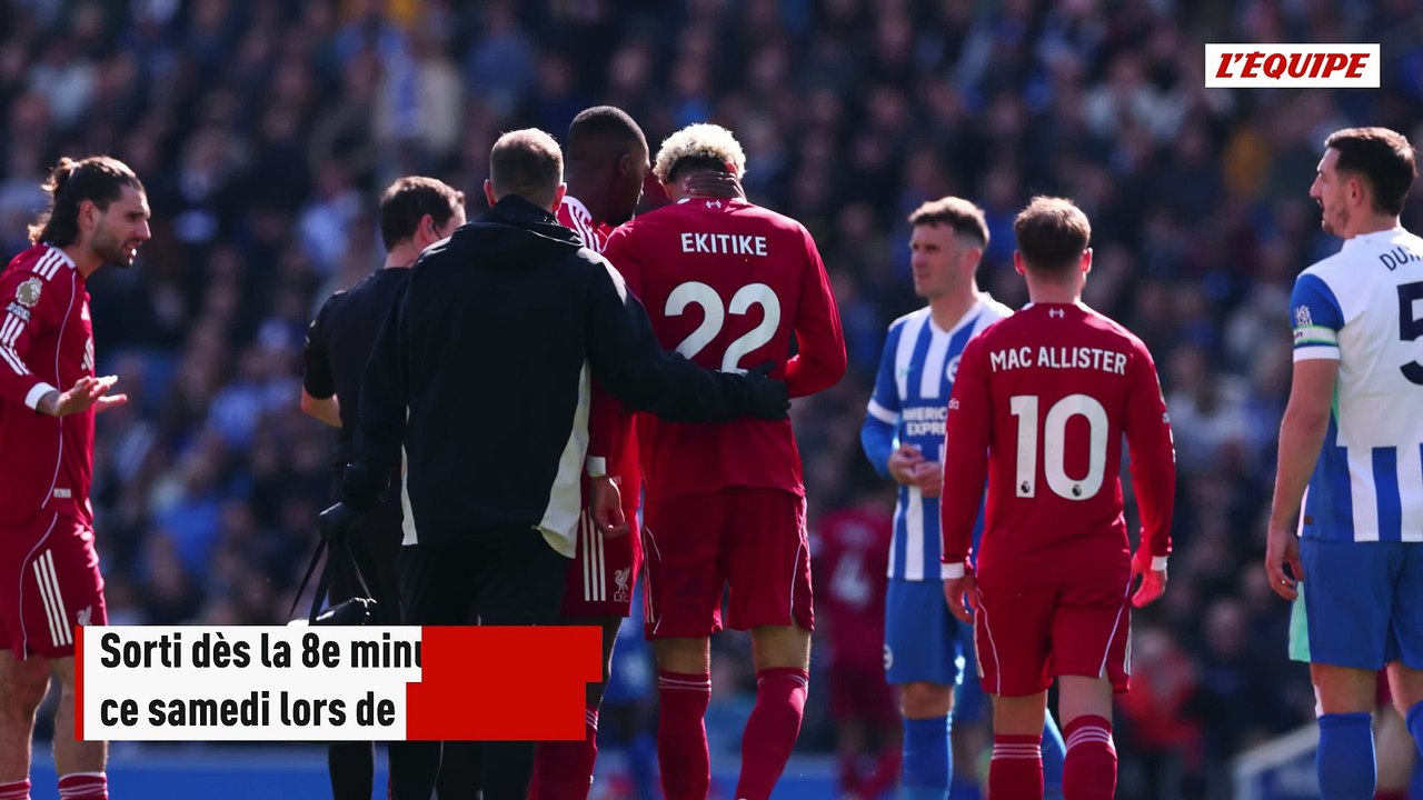 Convoqué en équipe de France, Hugo Ekitike, victime d'une grosse béquille, sort prématurément lors de Brighton-Liverpool - Foot - Premier League - Liverpool